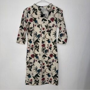CKLASS Women’s Floral Print Dress Oriental Collar 3/4 Sleeve Size Medium